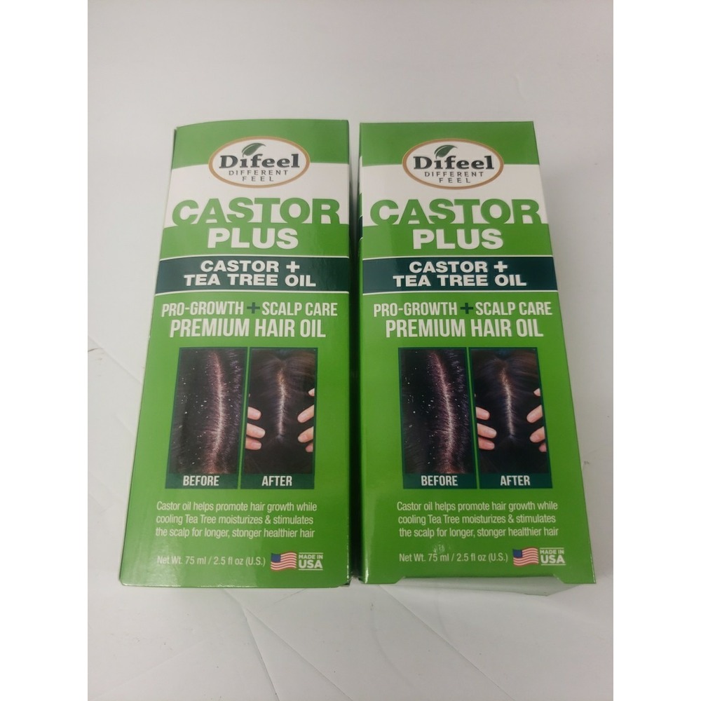 2-Difeel Premium Castor + Tea Tree Pro-Growth Hair Oil (2.5 oz)